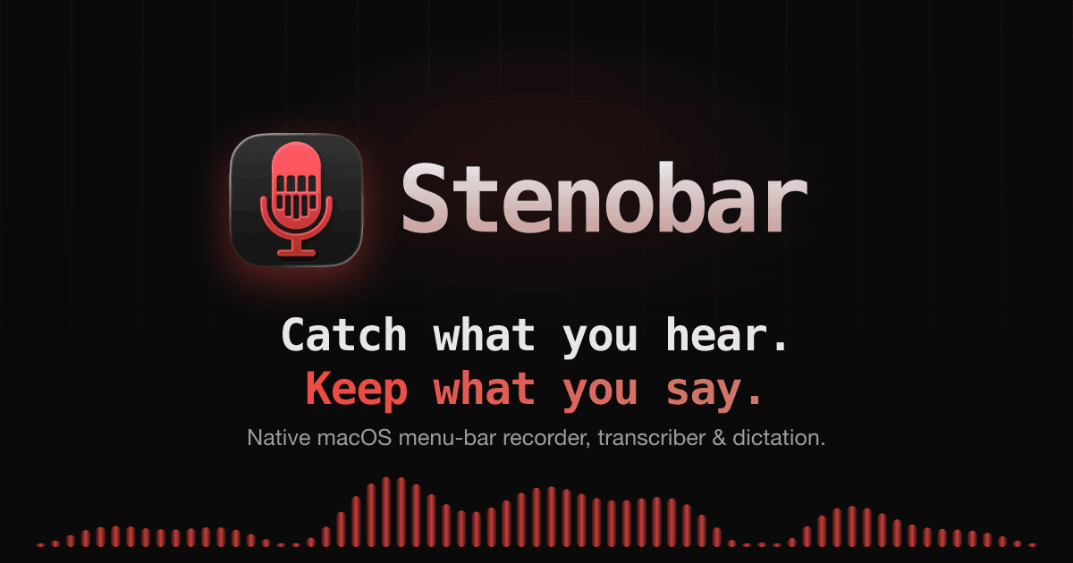 Stenobar macOS menu-bar app interface